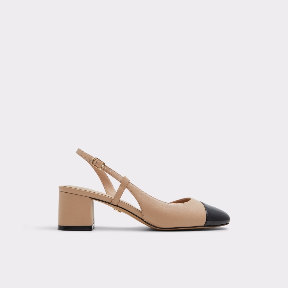 Beige And Black Slingbacks